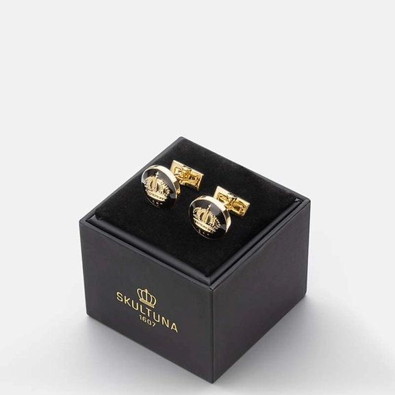 Cuff Links Crown Baroque Black Gold Plated - Skultuna - Snabb frakt & paketinslagning - Nordicspectra.se
