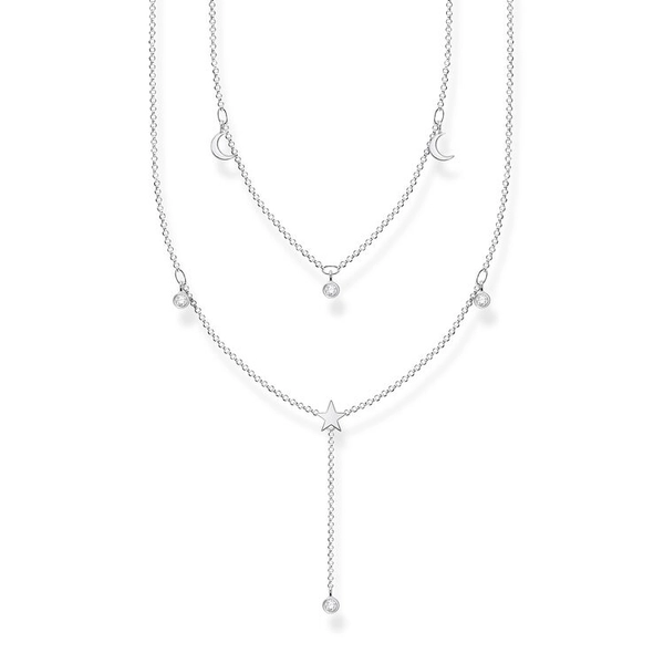 Collier Doppel Weiße Steine Silber von Thomas Sabo, Schneller Versand - Nordicspectra.de