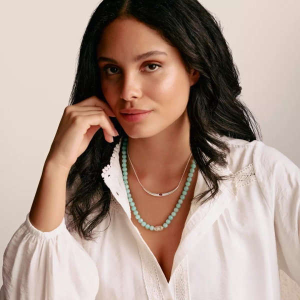 Amazonit Beads Elyndra Halsband från Thomas Sabo i silver med amazonitstenar