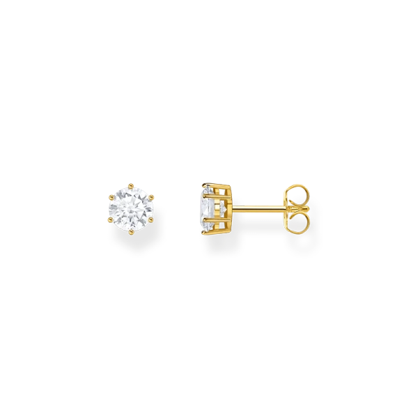 Ohrstecker mit weißem Stein im Brillantschliff vergoldet - Thomas Sabo - Nordic Spectra