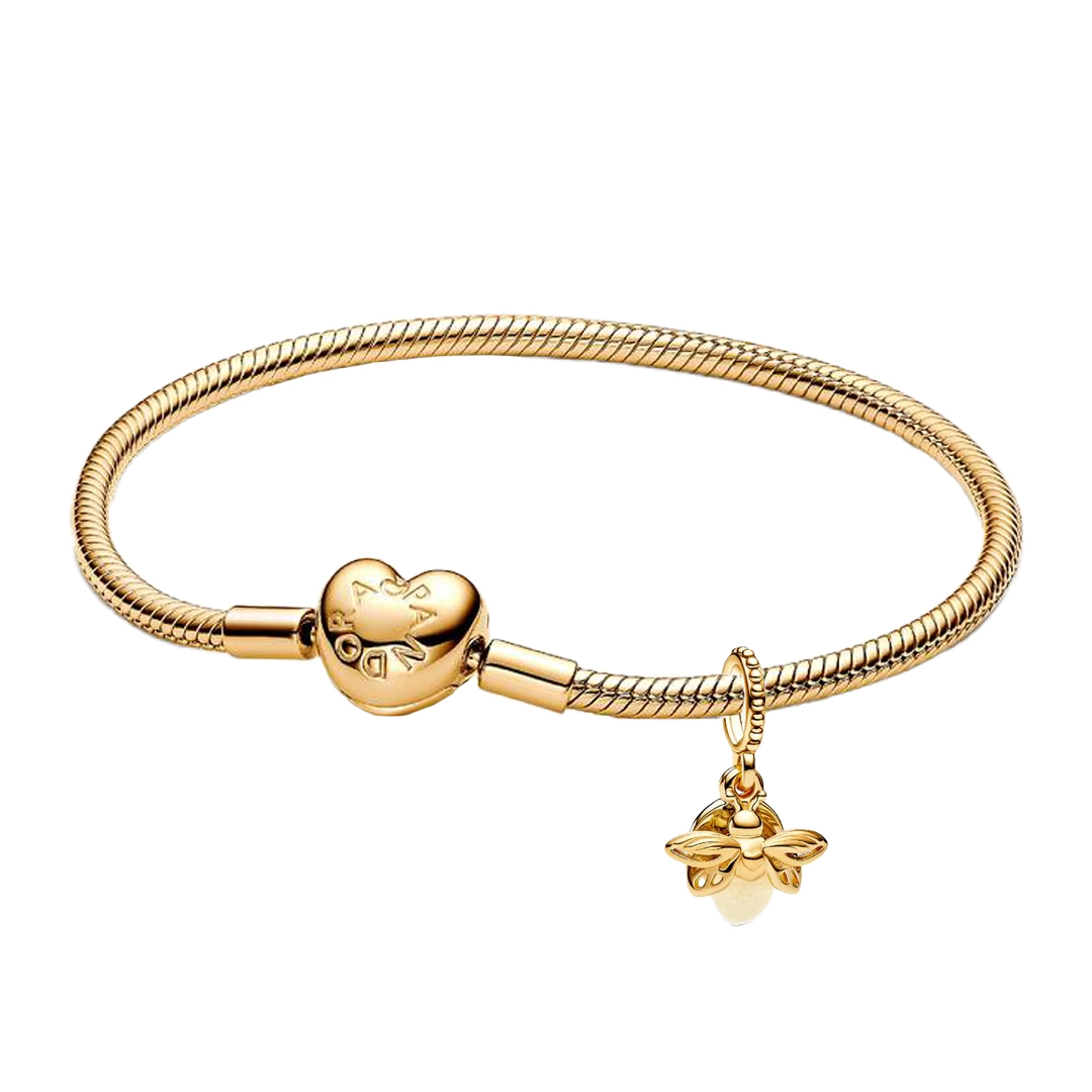 PANDORA - Moments Heart Clasp Armband & Självlysande Eldfluga Guld