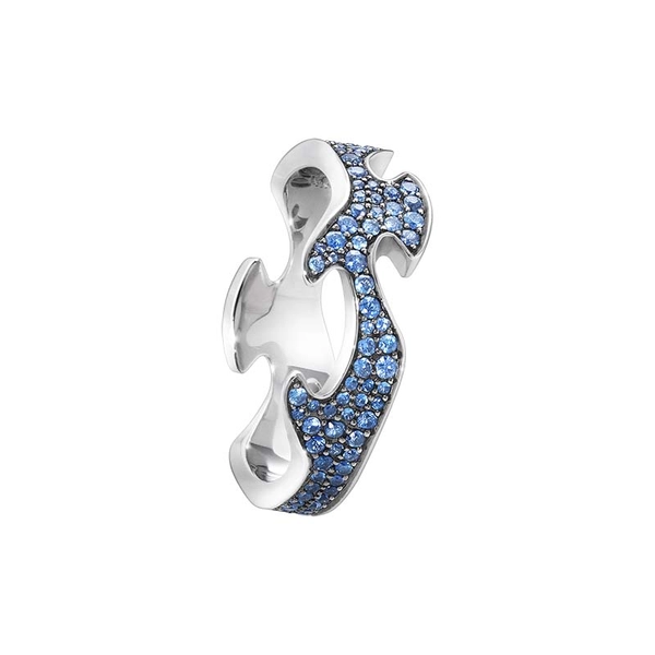 Fusion Mitte Ring Weißes Gold & Blau Saphir von Georg Jensen, Schneller Versand - Nordicspectra.de