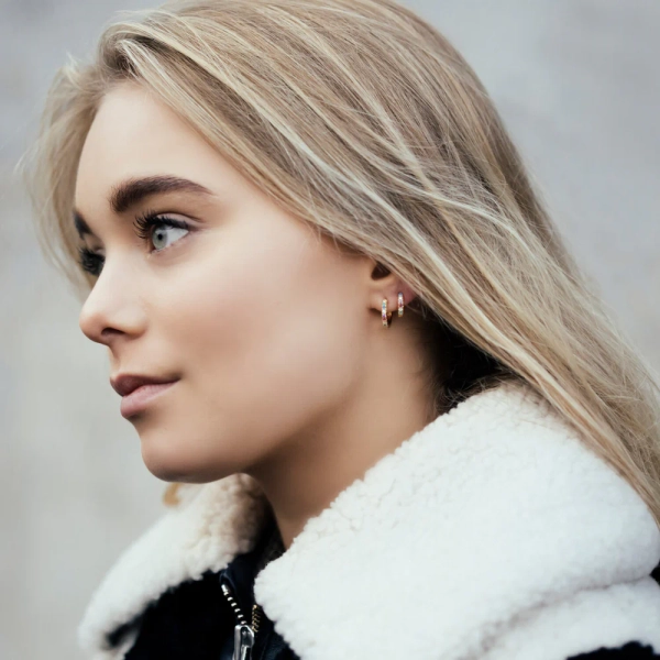 eleganta små ringar i 18K guldpläterat silver med gnistrande Cubic Zirconia-stenar.