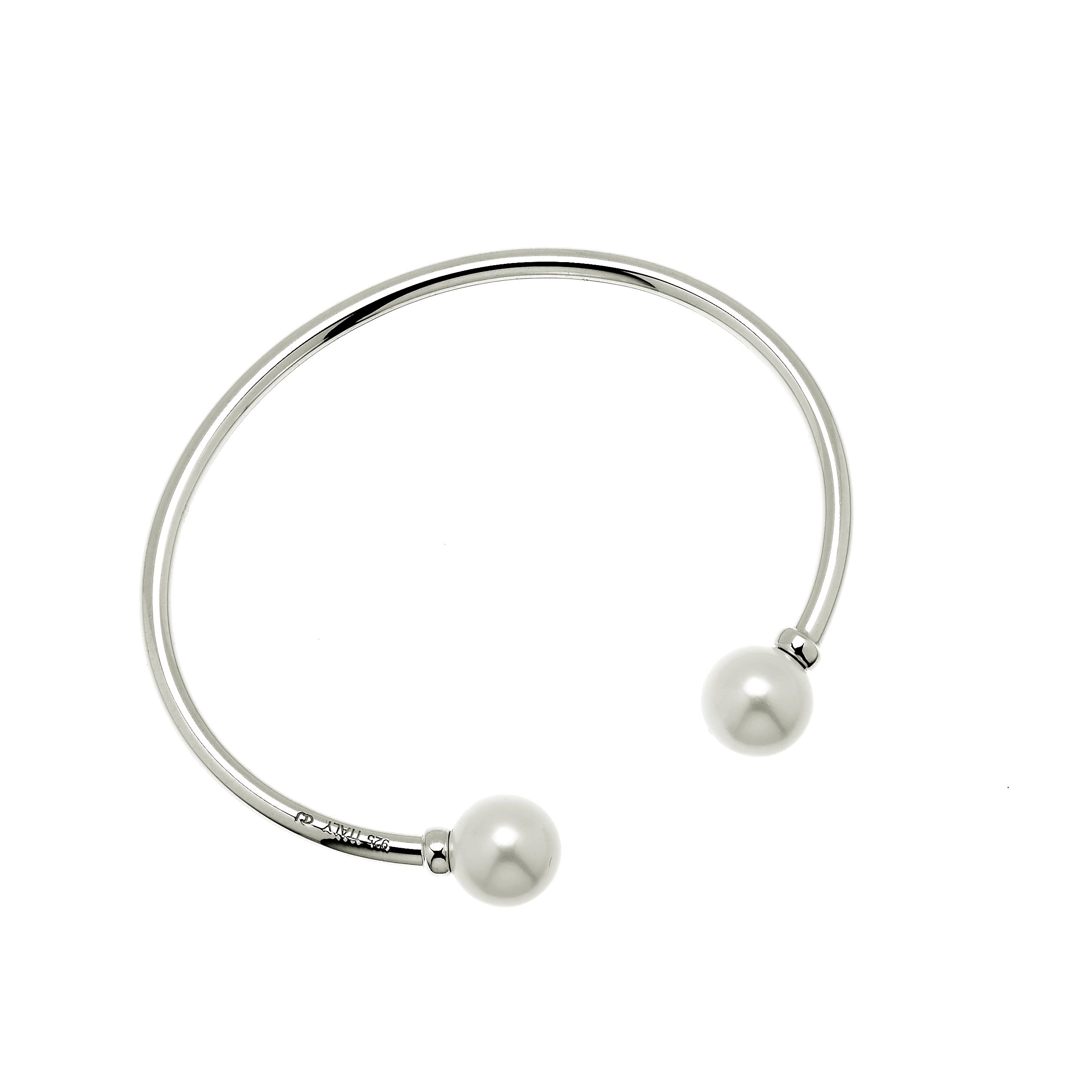 CU Jewellery - Pearl Bangle Flex Bracelet Silver