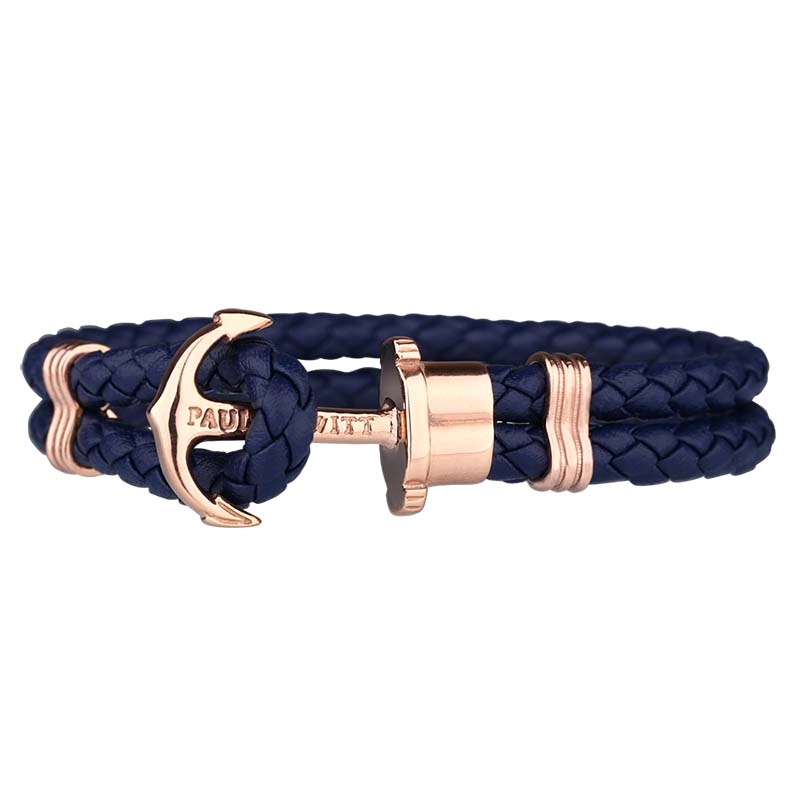 Paul Hewitt – Leather Phrep Armband Marinblå/Rosé