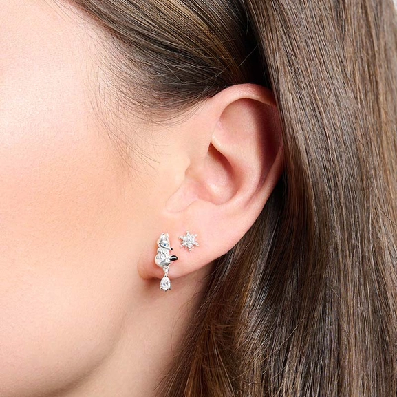 Single Ear Stud Snowflake With White Stones Silver - Thomas Sabo - Suuri valikoima & ilmainen lahjapaketointi - Nordicspectra.fi