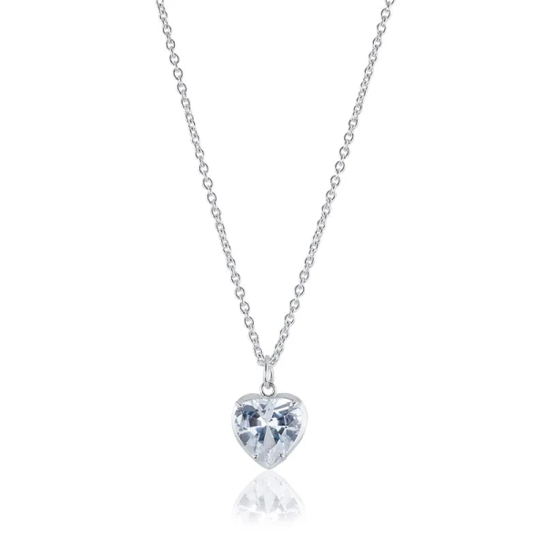 Crazy Diamond Heart Halsband i silver med cubic zirconia-hjärta
