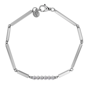 Elegant multiarmband i polerat stål med stavar och sex cubic zirconia-stenar