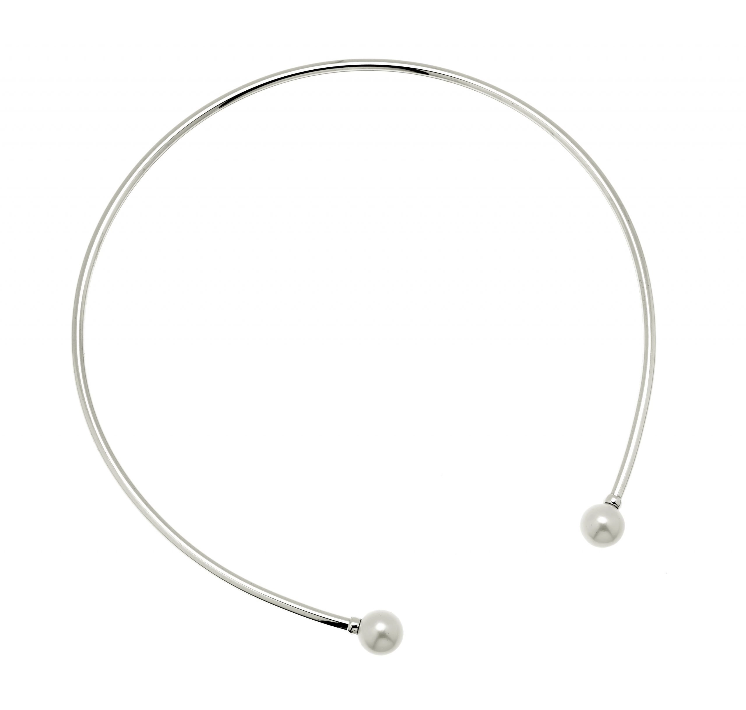 CU Jewellery - Pearl Bangle Necklace Flex Silver