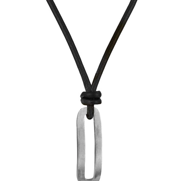 BENJAMIN Läder Halsband Stål - AROCK - Snabb frakt & paketinslagning - Nordicspectra.se