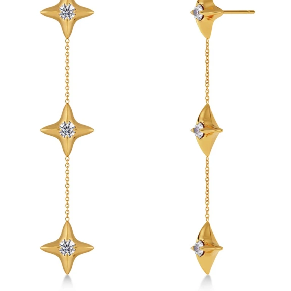 Örhängen i 14K guldplätering med tre stjärnor och cubic zirconia