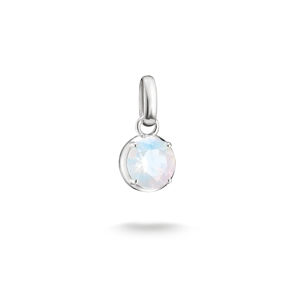 Thomas Sabo CC Connect Månadssten Juni: hjärtformad berlock i svärtat silver med vit opalstil-sten och gravyr "Jun".