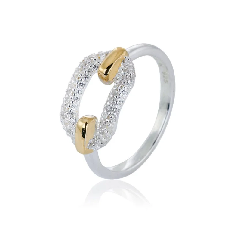Healing Source Ring i silver och 24K guldpläterat silver med cubic zirconia-stenar