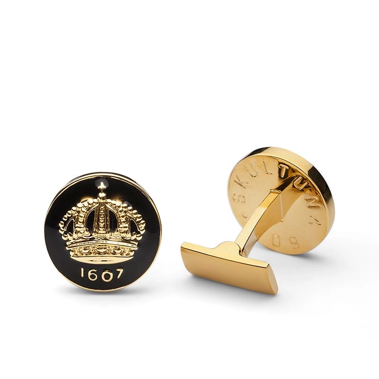 Cuff Links Crown Baroque Black Gold Plated - Skultuna - Snabb frakt & paketinslagning - Nordicspectra.se