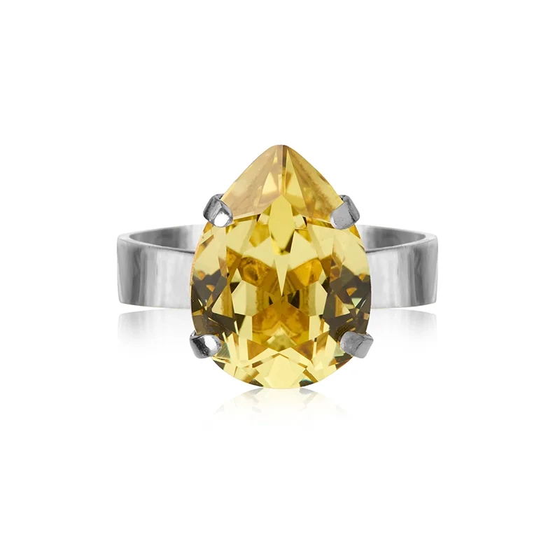 Caroline Svedbom - Mini Drop Ring Rhodium Dark Jonquil