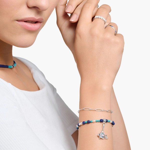 Armband med Blå Stenar & Pärlor - Thomas Sabo berlock - Snabb frakt & paketinslagning - Nordicspectra.se