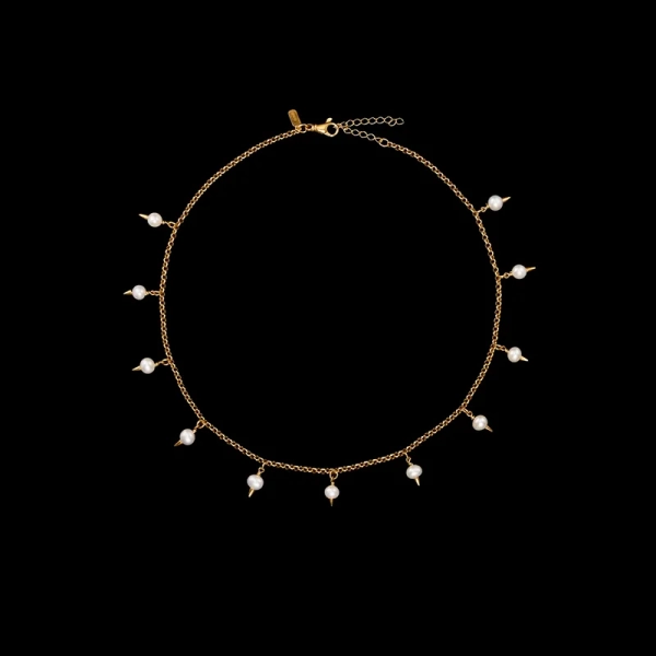 Pierced Pearl Necklace Gold i 18K guldpläterat silver med sötvattenpärla