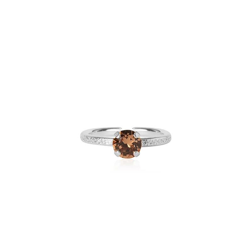 Caroline Svedbom - Natti Ring Rhodium Recreated Light Smoked Topaz