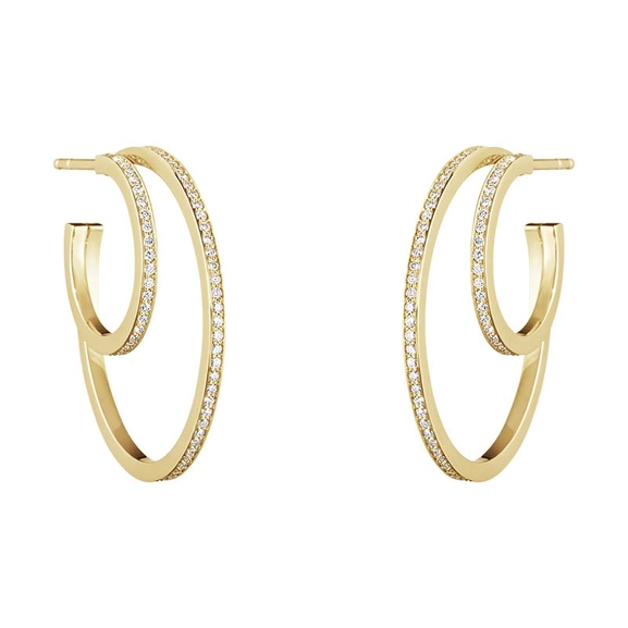Halo Ohrringe Gold Mit Doppelte Diamanten 0.64 ct von Georg Jensen, Schneller Versand - Nordicspectra.de