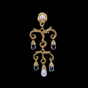 Secret Garden Chandelier Earring Gold i 18K guldpläterat silver med bergkristall