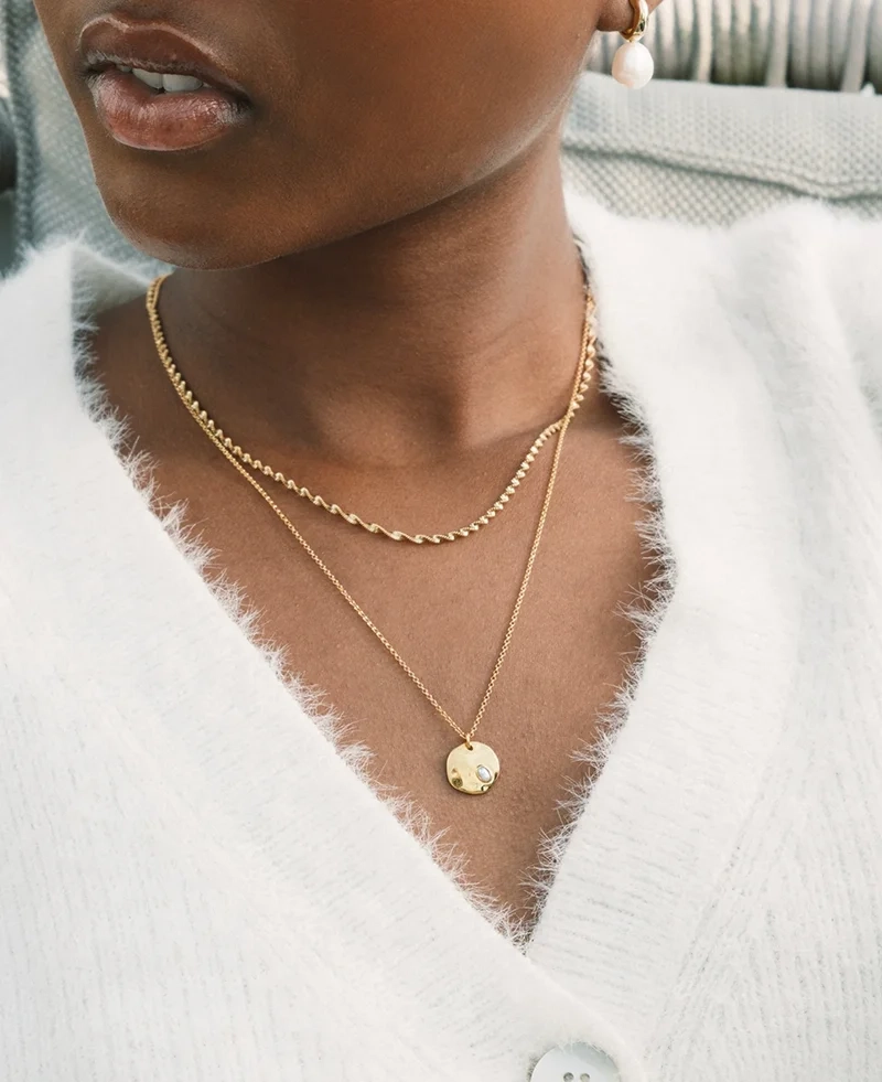 Herringbone Twisted Necklace Gold