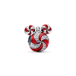Disney Mickey Mouse Weihnachtskugel-Anhänger aus Sterlingsilber mit roter Emaille