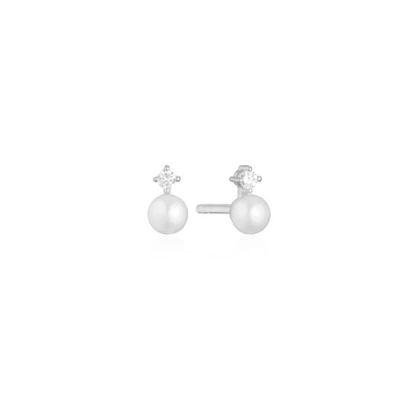 Adria Uno Piccolo Örhängen i silver med cubic zirconia och sötvattenpärla från Sif Jakobs