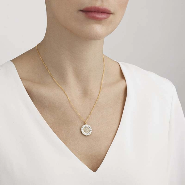 Daisy Medium Halsband Guldpläterat Silver med Diamanter - Georg Jensen halsband - Snabb frakt & paketinslagning - Nordicspectra.se