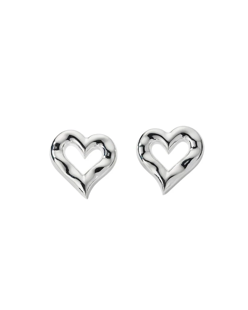 Syster P - Puff Heart Earrings Silver