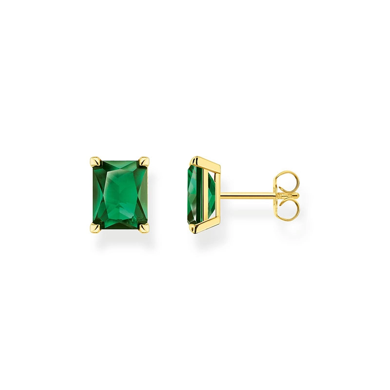 Thomas Sabo - Stiftörhängen Grön Sten Guld