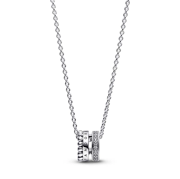 Pandora Signature Logo Pavé & Beads Pendant & Necklace - PANDORA - Snabb frakt & paketinslagning - Nordicspectra.se