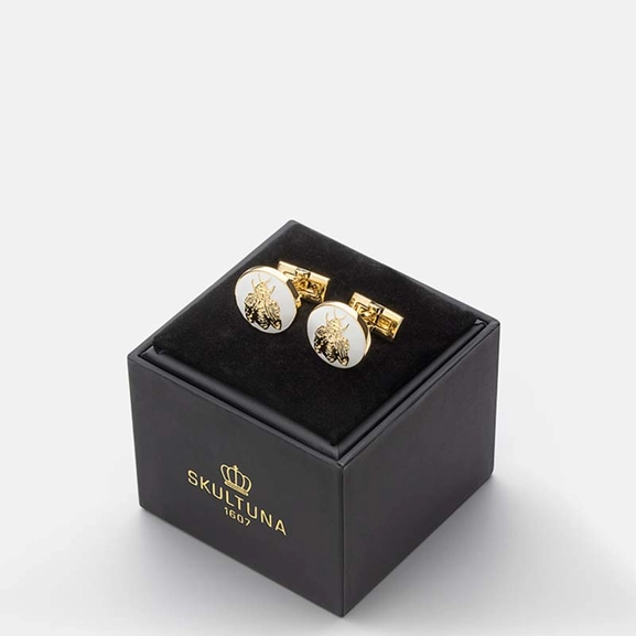 Manschettknappar Napoleon Bee Guld Ivory White - Skultuna - Snabb frakt & paketinslagning - Nordicspectra.se