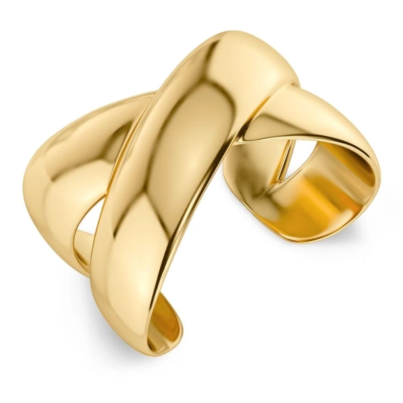 Guldfärgad bangle i 14K guldplätering med elegant X-form