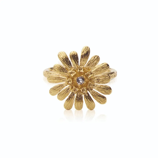 Guldpläterad Daisy Ring med justerbar storlek