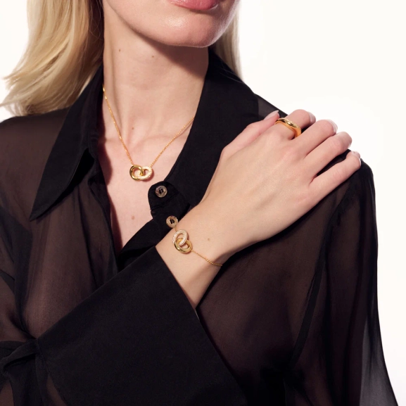 elegantes 18K vergoldetes Silber mit funkelnden Zirkonia