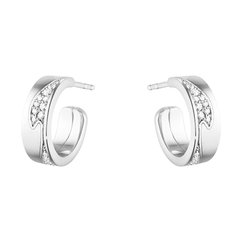 Georg Jensen - Fusion Små Örhängen Vitguld med 0.18 ct Diamanter