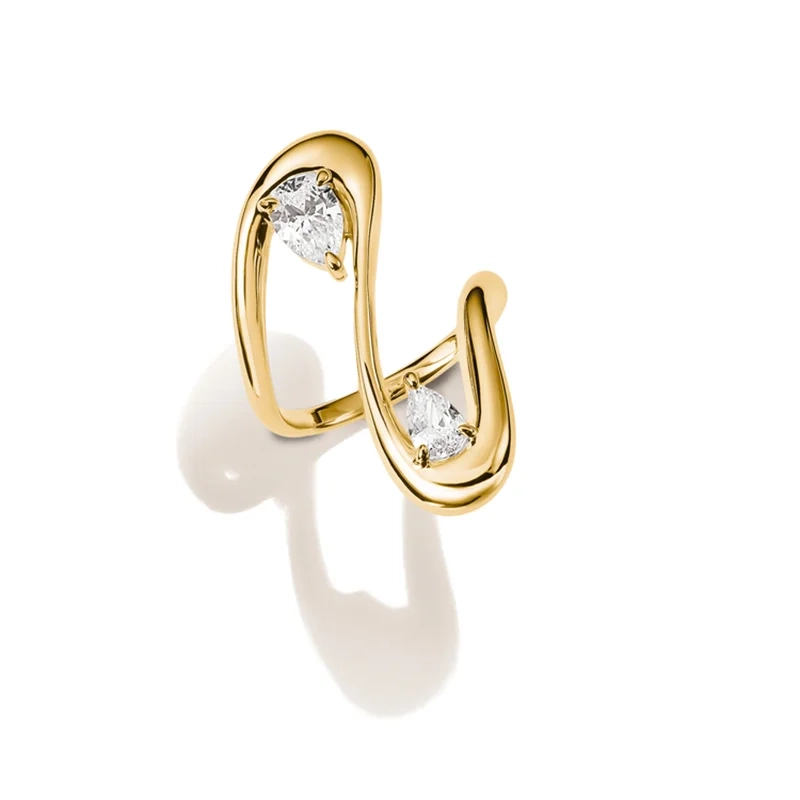 Thomas Sabo - Dubbla Droppformade Stenar Ring Guld