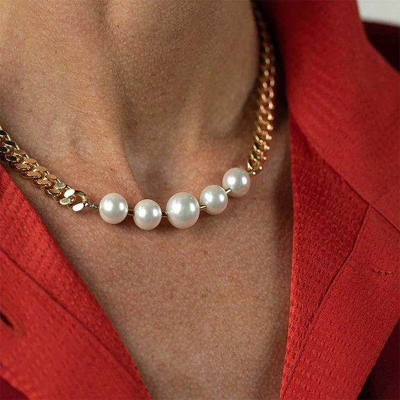 Pearl Chain Short Necklace Gold - Sophie By Sophie - Snabb frakt & paketinslagning - Nordicspectra.se