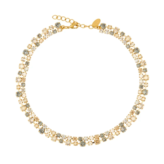 Mini Pomona Necklace i guldpläterad mässing med svarta Swarovski® kristaller