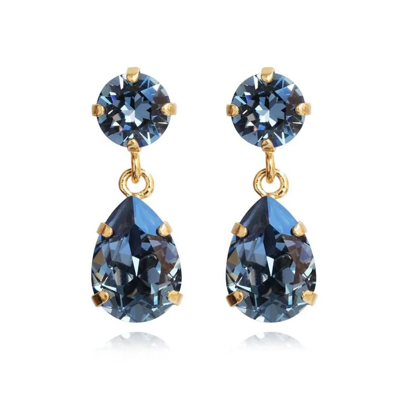 Caroline Svedbom - Mini Drop Earrings Gold Denim Blue