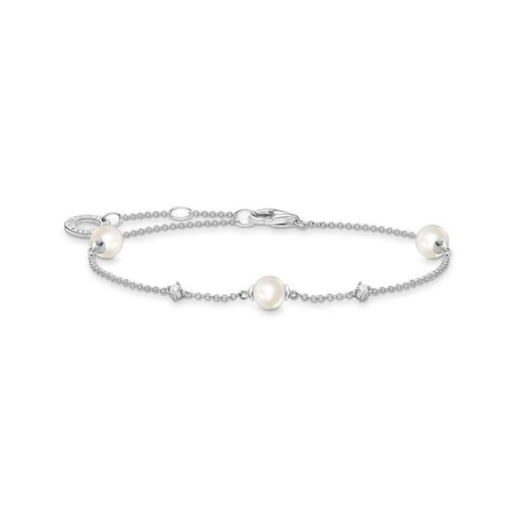 Armband med Pärlor & Vita Stenar - Thomas Sabo berlock - Snabb frakt & paketinslagning - Nordicspectra.se