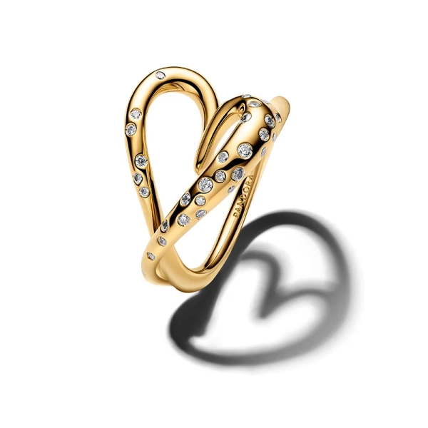 Organisch geformter Herzring aus Gold von Pandora