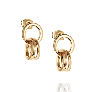 Vergoldete Ohrringe „Messy Rings Ear Gold Plated“ mit verbundenen Ringen in verschiedenen Größen