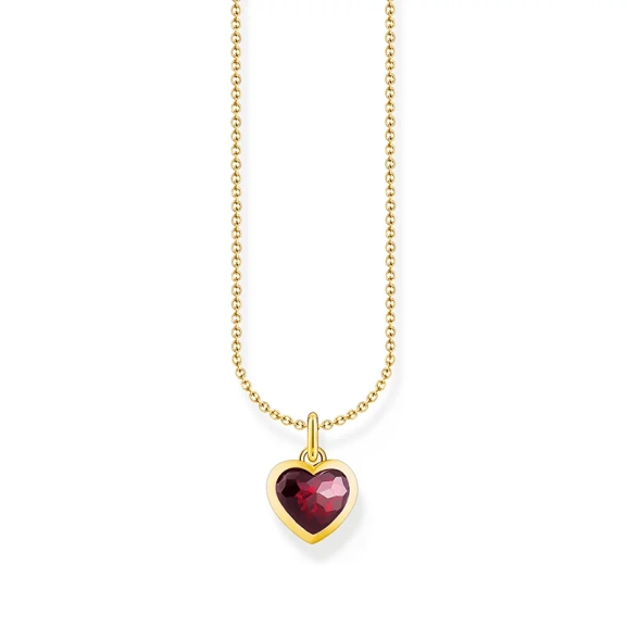 Kette mit dunkelrotem Herz-Anhänger vergoldet - Thomas Sabo - Nordic Spectra