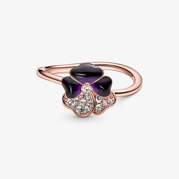 Dunkelvioletter Stiefmütterchen Ring von PANDORA, Schneller Versand - Nordicspectra.de