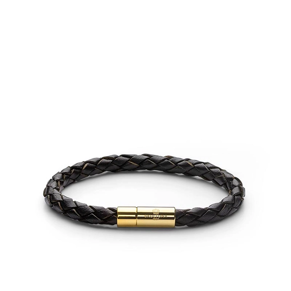 Leather Bracelet Gold - Dark Brown - Skultuna - Snabb frakt & paketinslagning - Nordicspectra.se