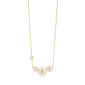 Daisy Vit Layered Halsband Guld med fyra 18kt guldpläterade prästkragar