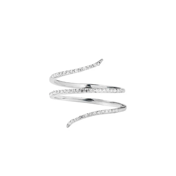 Sparkle Wrap Ring Silver i återvunnet sterlingsilver med gnistrande kubiska zirkoner