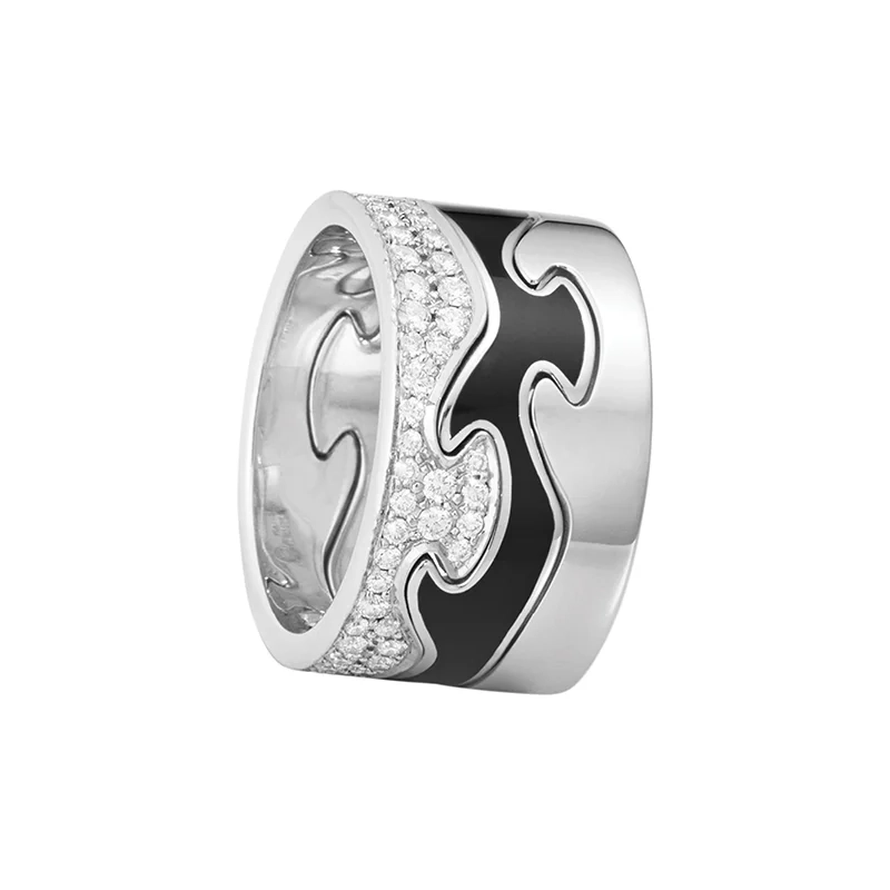 Georg Jensen - Fusion 3-delad Ring Vitguld Svart & Pavé