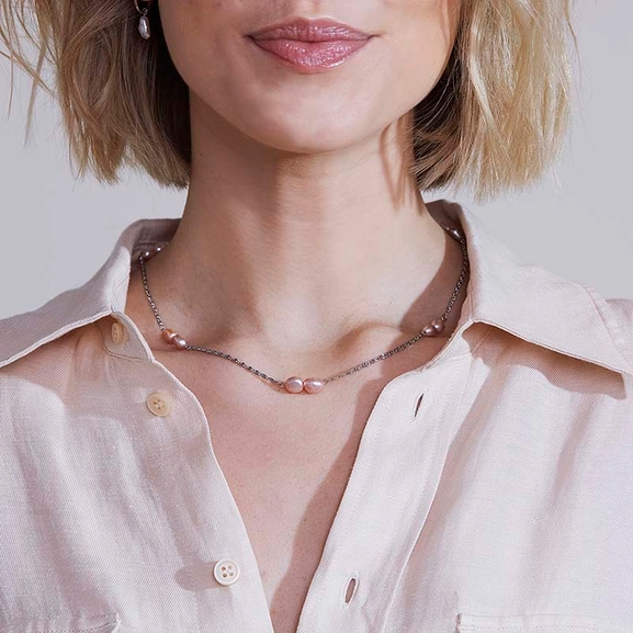 Lucy Necklace Multi Pink Steel - Edblad - Snabb frakt & paketinslagning - Nordic Spectra